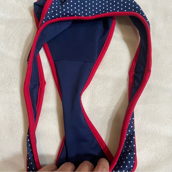 New! Frankie's Bikinis golden hour Navy Polka Dot Bikini Bottom 1515 - Picture 5 of 9
